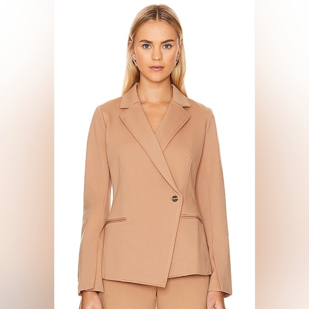 Spanx Tan Ponte Asymmetric Tailored Blazer in Toffee